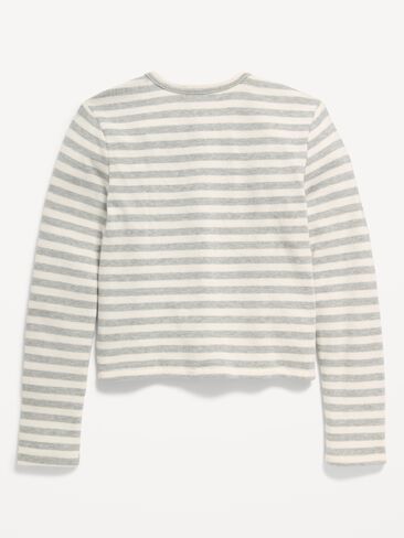 Old Navy Printed Cardigan Sweater for Girls - Gray Stripe in Kuwait