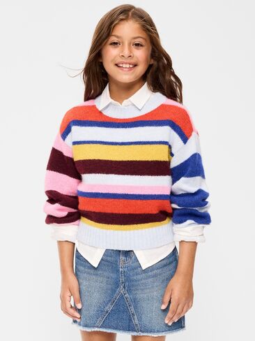 Old Navy SoSoft Long-Sleeve Graphic Sweater for Girls - Multi Stripe in Kuwait
