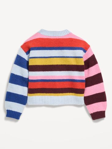 Old Navy SoSoft Long-Sleeve Graphic Sweater for Girls - Multi Stripe in Kuwait