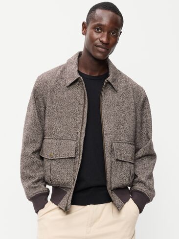 Old Navy Wool-Blend Zip Bomber Jacket - Coffee Grounds in Kuwait
