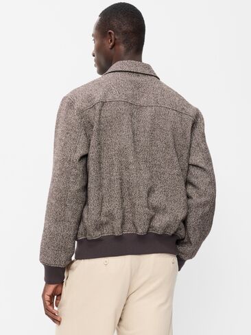 Old Navy Wool-Blend Zip Bomber Jacket - Coffee Grounds in Kuwait
