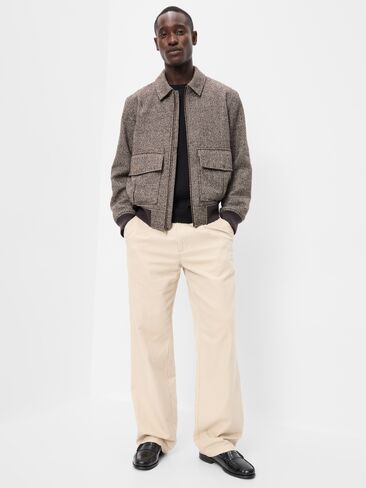 Old Navy Wool-Blend Zip Bomber Jacket - Coffee Grounds in Kuwait