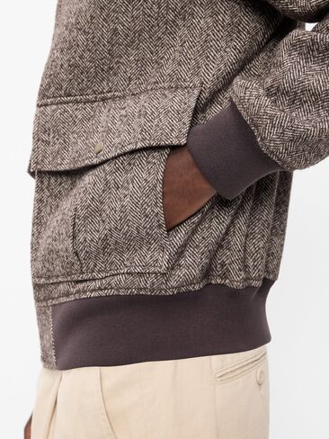 Old Navy Wool-Blend Zip Bomber Jacket - Coffee Grounds in Kuwait