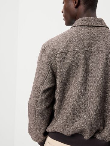 Old Navy Wool-Blend Zip Bomber Jacket - Coffee Grounds in Kuwait