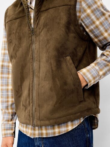 Old Navy Faux-Suede Sherpa-Lined Vest - Brown Truffle in Kuwait