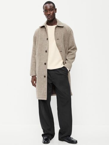 Old Navy Relaxed Long Topcoat - Gray Herringbone in Kuwait