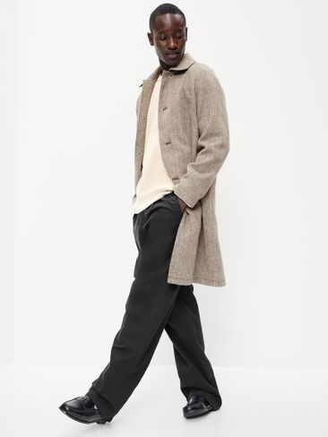 Old Navy Relaxed Long Topcoat - Gray Herringbone in Kuwait