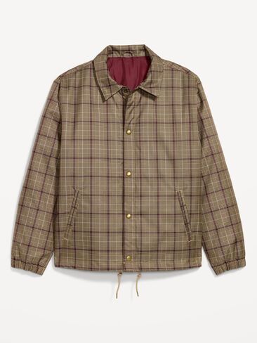 Old Navy Loose Golf Coach Jacket - Brown Plaid in Kuwait