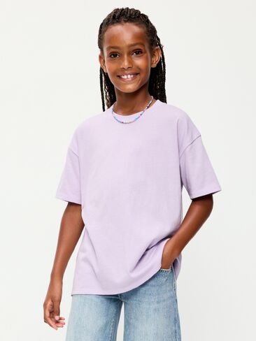 Old Navy Oversized Short-Sleeve T-Shirt for Girls - Dusky Lavender in Kuwait