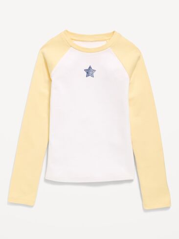 Old Navy Long Raglan-Sleeve T-Shirt for Girls - Cool Almond in Kuwait