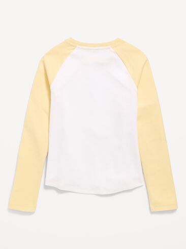 Old Navy Long Raglan-Sleeve T-Shirt for Girls - Cool Almond in Kuwait