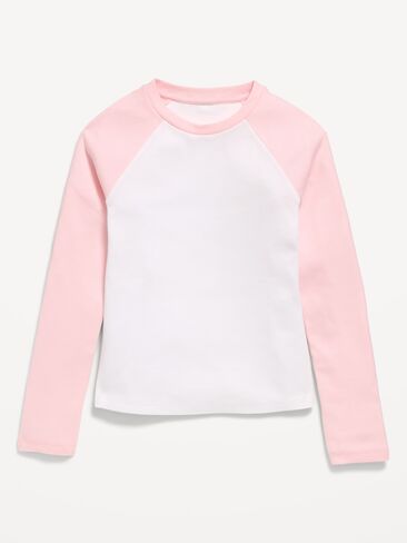 Old Navy Long Raglan-Sleeve T-Shirt for Girls - Pink Pirouette in Kuwait