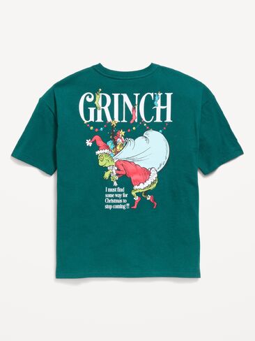 Old Navy Dr. Seuss™ Grinch Oversized Gender-Neutral Graphic T-Shirt for Kids - Jet Stream in Kuwait