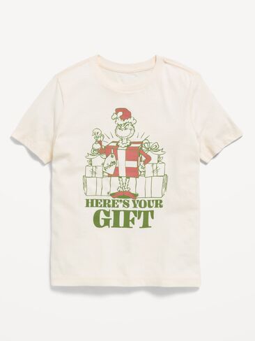 Old Navy Dr. Seuss™ Grinch Oversized Gender-Neutral Graphic T-Shirt for Kids - Sea Salt in Kuwait