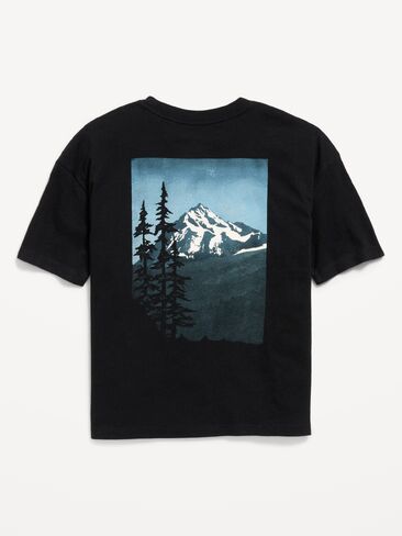 Old Navy Oversized Short-Sleeve Logo Graphic T-Shirt for Boys - Black Jack in Kuwait