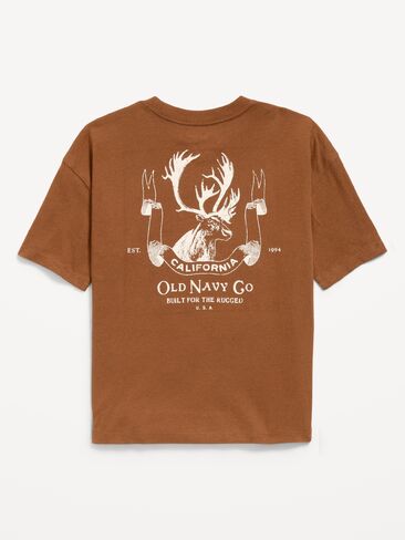 Old Navy Oversized Short-Sleeve Logo Graphic T-Shirt for Boys - Horsing Around in Kuwait