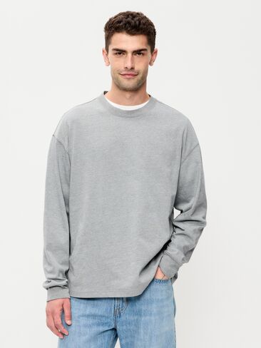 Old Navy Oversized Long-Sleeve Crew-Neck T-Shirt - Gray in Kuwait
