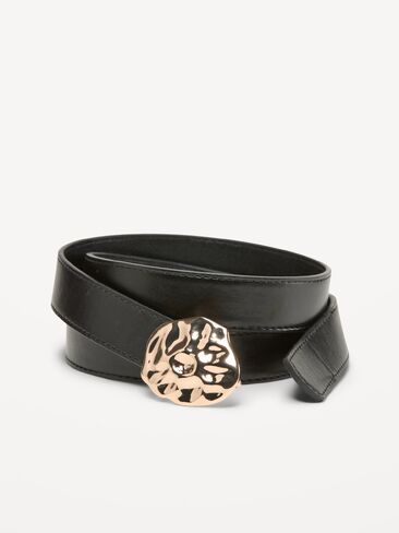 Old Navy Gold-Nugget Buckle Faux-Leather Belt - Black Jack in Kuwait