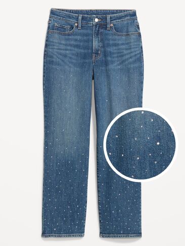 Old Navy Curvy High-Waisted OG Loose Embellished Jeans - Holly in Kuwait