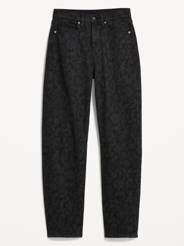 Old Navy High-Waisted Baggy Barrel Jeans - Noir Bloom in Kuwait