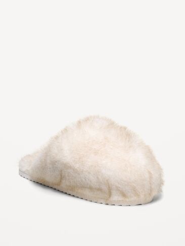 Old Navy Faux-Fur Slippers for Women - Creme in Kuwait