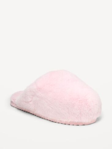 Old Navy Faux-Fur Slippers for Women - Blush On You in Kuwait
