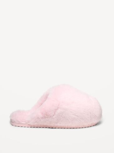 Old Navy Faux-Fur Slippers for Women - Blush On You in Kuwait