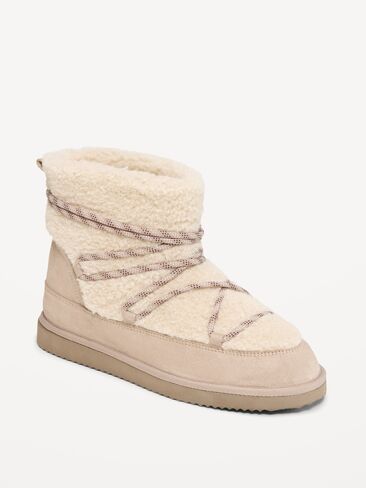 Old Navy Faux-Suede Sherpa-Lined Après Boots - Taupe in Kuwait