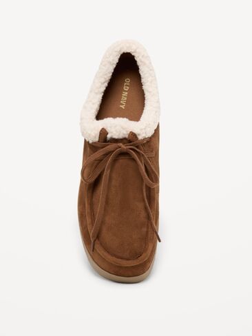 Old Navy Sherpa-Lined Lace-Up Derby Shoes for Women - Chestnut in Kuwait