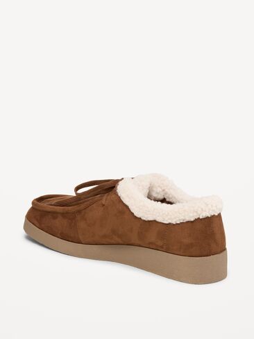 Old Navy Sherpa-Lined Lace-Up Derby Shoes for Women - Chestnut in Kuwait