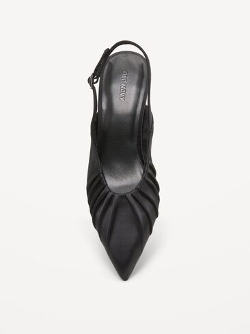 Old Navy Pointed-Toe Slingback Satin Heels for Women - Black Jack in Kuwait