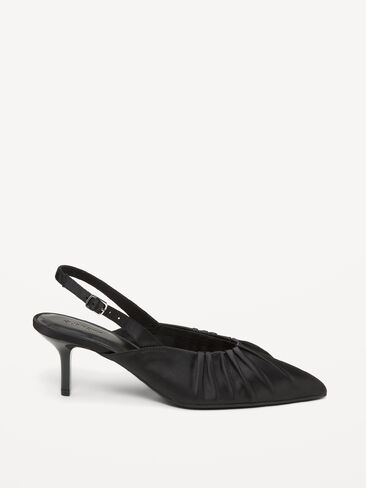 Old Navy Pointed-Toe Slingback Satin Heels for Women - Black Jack in Kuwait