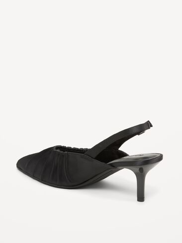 Old Navy Pointed-Toe Slingback Satin Heels for Women - Black Jack in Kuwait