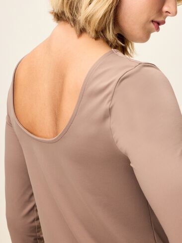 Old Navy StudioSmooth Reversible Long-Sleeve Scoop-Back Top - Dusted Chocolate in Kuwait