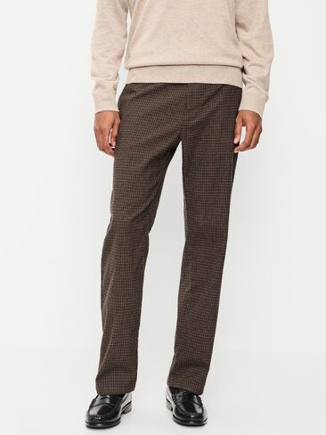 Old Navy 90s Straight-Fit Textured Twill Pants - Brown Houndstooth in Kuwait