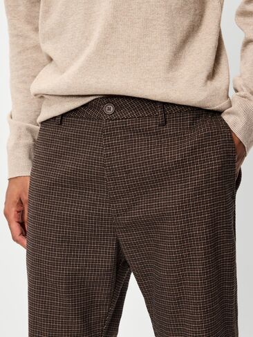 Old Navy 90s Straight-Fit Textured Twill Pants - Brown Houndstooth in Kuwait
