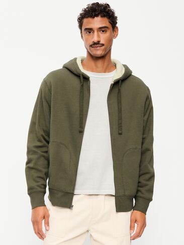 Old Navy Sherpa-Lined Full-Zip Hoodie - Heritage Green in Kuwait