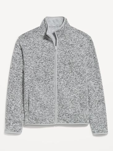 Old Navy Sweater Fleece Sherpa-Lined Full-Zip Jacket - Gray Marl in Kuwait