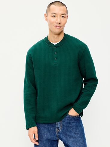 Old Navy Long-Sleeve Quilted Fleece Henley Sweatshirt - Pacific Crest in Kuwait
