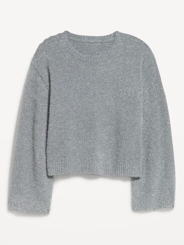 Old Navy Oversized Shine Crew-Neck Sweater - Silver Shine in Kuwait