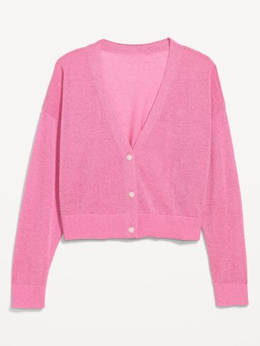 Old Navy Shine V-Neck Cropped Cardigan - Crystal Palace Pink in Kuwait