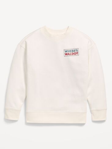 Old Navy Where's Waldo?™ Gender-Neutral Oversized Sweatshirt for Kids - Sea Salt in Kuwait