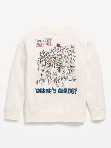 Old Navy Where's Waldo?™ Gender-Neutral Oversized Sweatshirt for Kids - Sea Salt in Kuwait