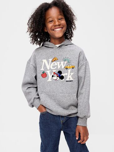 Old Navy Old Navy x Disney Mickey Mouse Oversized Pullover Hoodie for Kids - Faux-Heather Gray in Kuwait