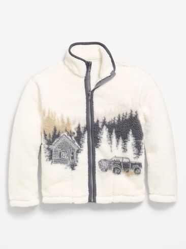 Old Navy Oversized Sherpa Full-Zip Jacket for Boys - Creme De La Creme in Kuwait