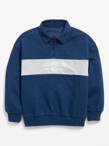 Old Navy Favorite Fleece Oversized Quarter-Zip Polo for Boys - Obscure Night in Kuwait