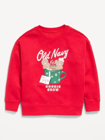 Old Navy Oversized Logo Graphic Crew-Neck Sweatshirt for Boys - Robbie Red in Kuwait