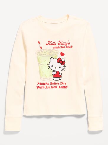 Old Navy Hello Kitty® Long-Sleeve Graphic T-Shirt for Girls - Creme De La Creme in Kuwait