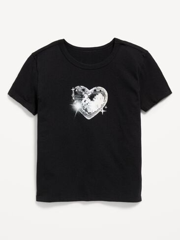 Old Navy Short-Sleeve Graphic T-Shirt for Girls - Black Jack in Kuwait