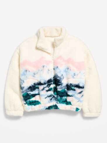 Old Navy Printed Oversized Sherpa Jacket for Girls - Ski Mountain in Kuwait